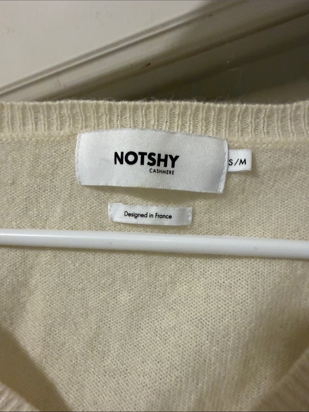 Cream V-Neck Sweater with Multicolor Heart Print - Picture 3 of 3